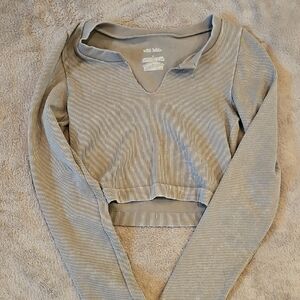 Women's Gray Long Sleeve Top